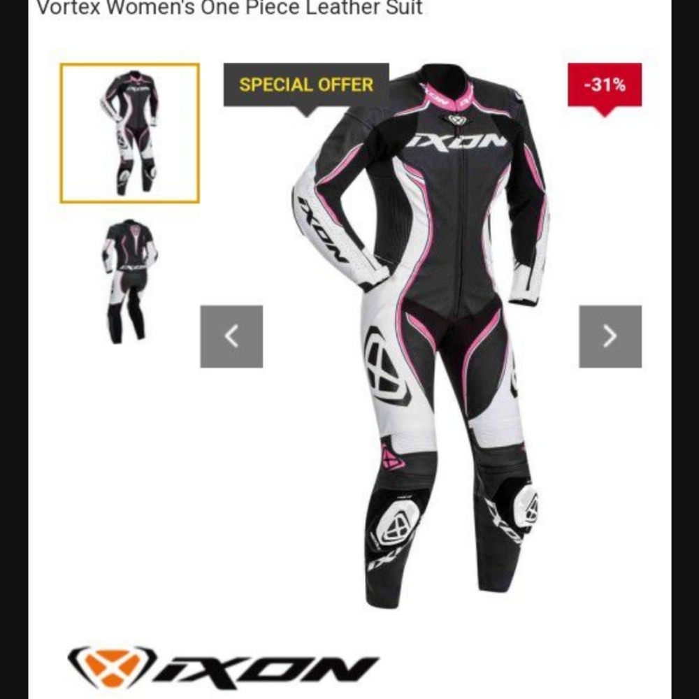 One piece leather suit for bike riding etc.